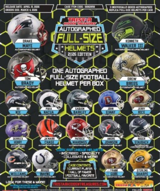 SUNDAY - 2026 Tristar Hidden Treasures Football Autographed Full-Size Helmet 3-Box Case Break - Random Team #1