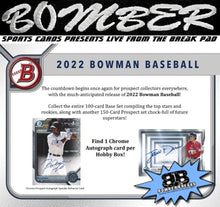 Load image into Gallery viewer, 3:00pm EST - WEDNESDAY - 2022 Bowman Baseball Hobby 12 Box Case Break - Pick Your Team #3 - Live 5/4/2022