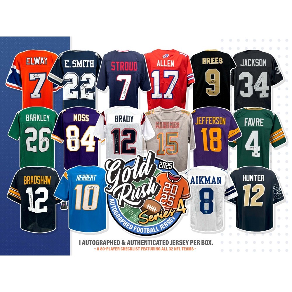 WEDNESDAY - 2025 Gold Rush Autographed Football Jersey Series 4 - 6 Box Case Break- Random Team #1 - Live 10/29/25