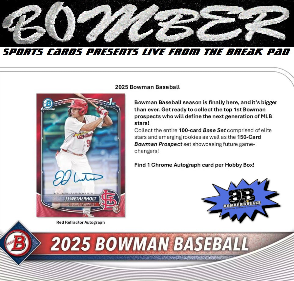 WEDNESDAY - 2025 Bowman Baseball Hobby 12 Box Case Break - Pick Your Team #3 - Live 5/7/25