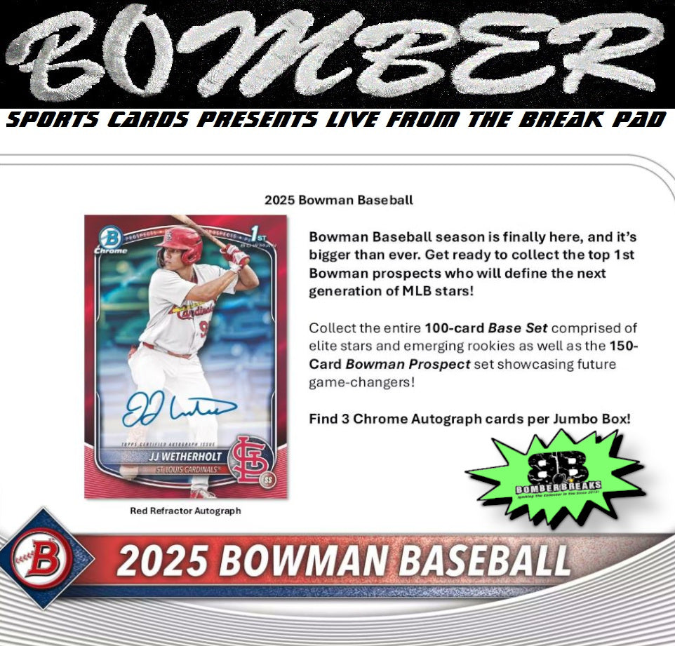 WEDNESDAY - 2025 Bowman Baseball Jumbo 8 Box Case Break - Pick Your Team #5 - Live 5/7/25