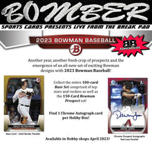 Load image into Gallery viewer, 12:25am EST - (NOW A FILLER) - THURSDAY - 2023 Bowman Baseball Hobby 12 Box Case Break - Pick Your Team #9 - Live 5/11/23
