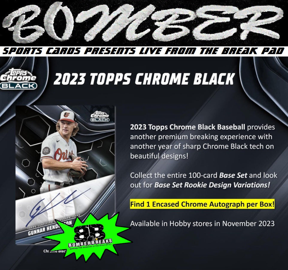 MONDAY - 2023 Topps Chrome Black Baseball 6 Box Half Case Break - Random Team #5 - Live 5/20/24