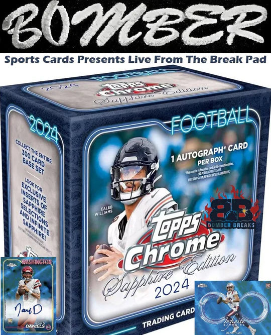 WEDNESDAY - 2024 Topps Chrome Sapphire Football 5 Box Half Case Break - Pick Your Team #3 - Live 5/7/25