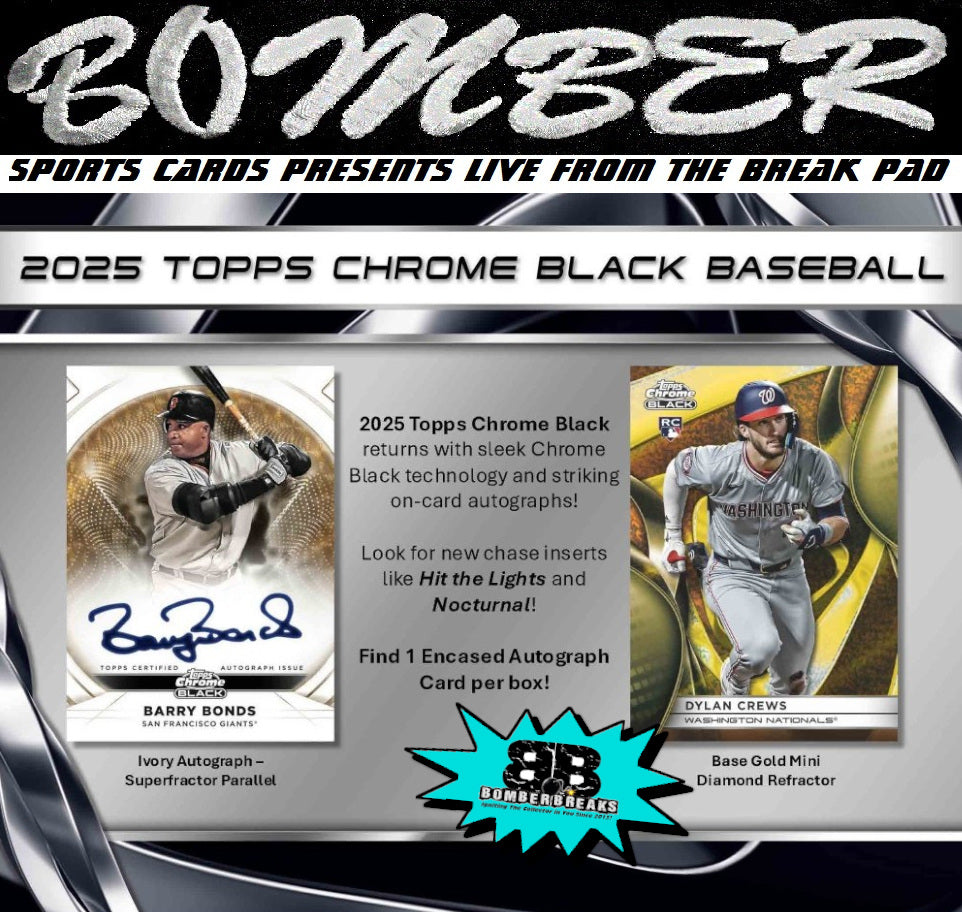 2:30pm EST - 🚨(NOW A FILLER) - WEDNESDAY - 2025 Topps Chrome Black Baseball Hobby 12 Box Case Break - Pick Your Team #3 - Live 4/30/25