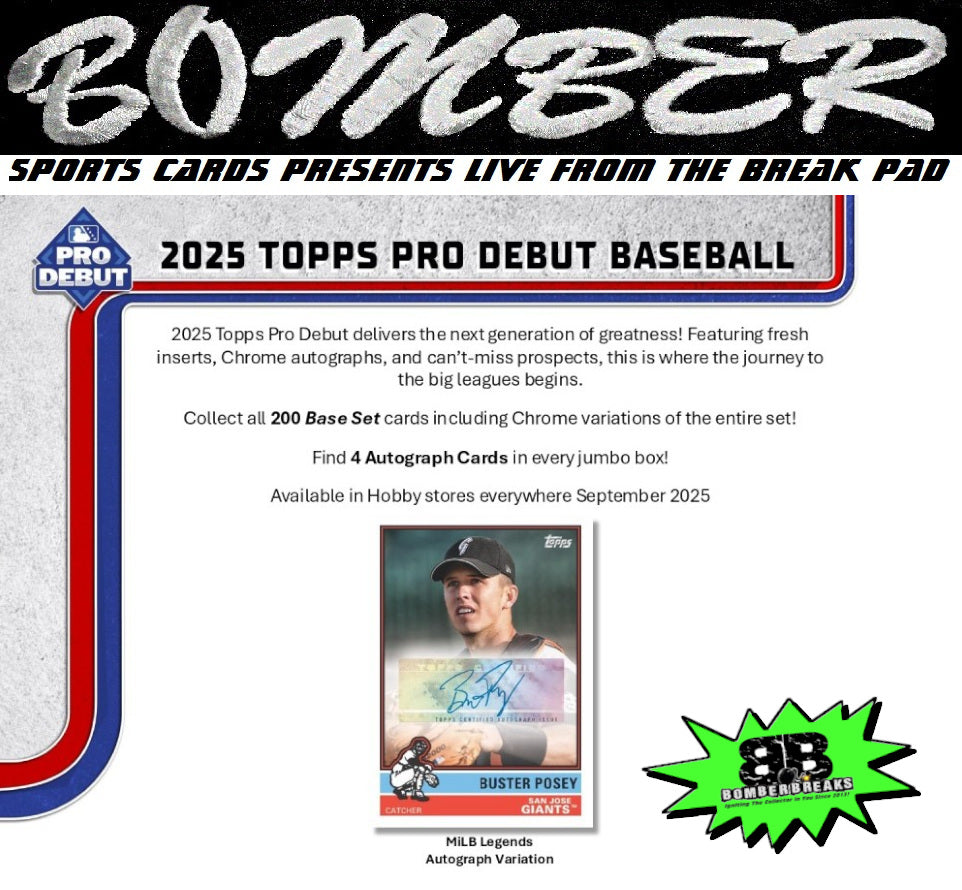 11:55pm ET - SUNDAY - 2025 Topps Pro Debut Baseball Hobby 8 Box Case Break - Pick Your Team #5 - Live 11/16/25