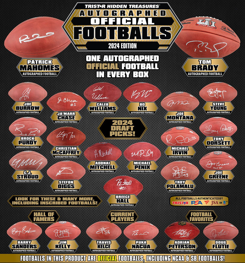 WEDNESDAY - 2024 Tristar Hidden Treasures Official Autographed Footballs 4 Box Case Break - Random Team #1 - 1/22/25